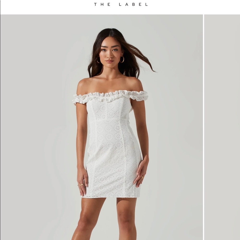 ASTR the label Renanta Pointelle Ruffle Trim Mini Dress White / size M